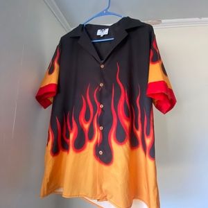 Tide bear Flame button down shirt size M